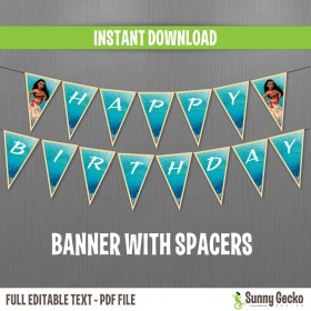 Moana Happy Birthday Banner with Spacers